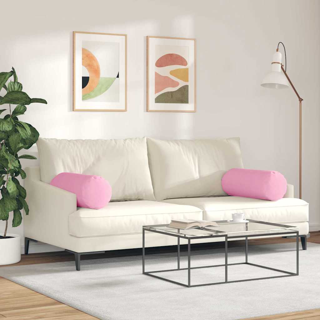 Bolsterkissen 2 Stück Rosa Ø 25 x 70 cm Stoff