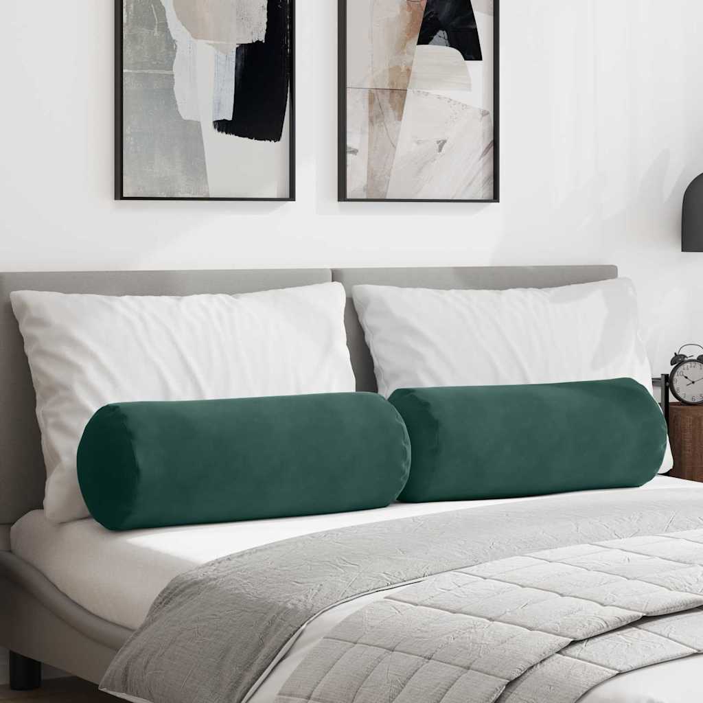 Bolster Pillows 2 Pieces Dark Green Ø 25 x 70 cm Corduroy Fabric