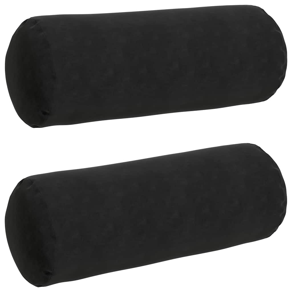 Coussins traversins 2 pièces Noir Ø 25 x 70 cm Velours côtelé