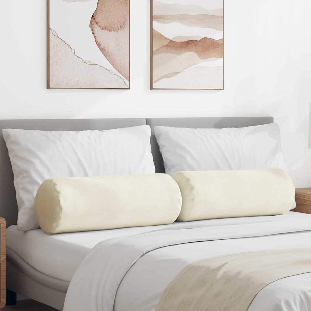 Traversins 2 pièces Crème Ø 25 x 70 cm Velours côtelé