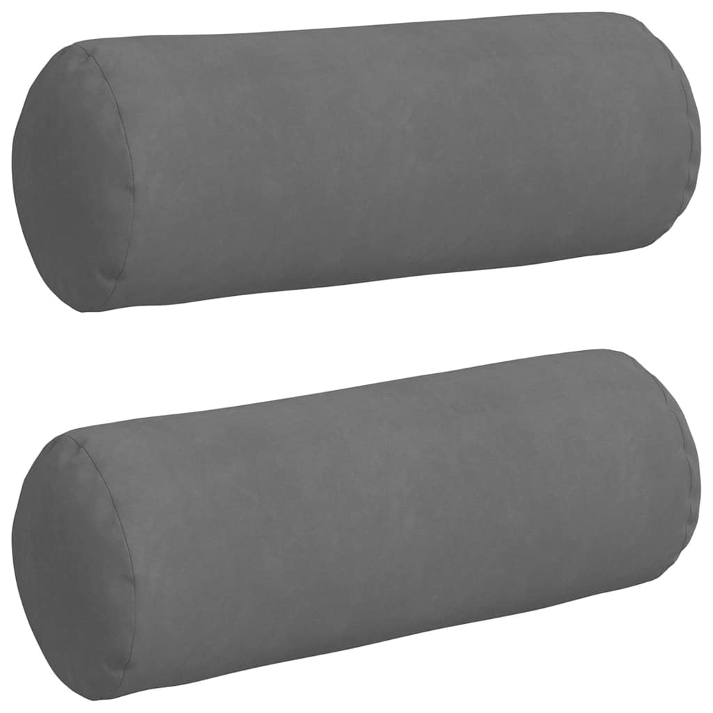 Bolster Pillows 2 Pieces Dark Grey Ø 25 x 70 cm Microfiber Fabric