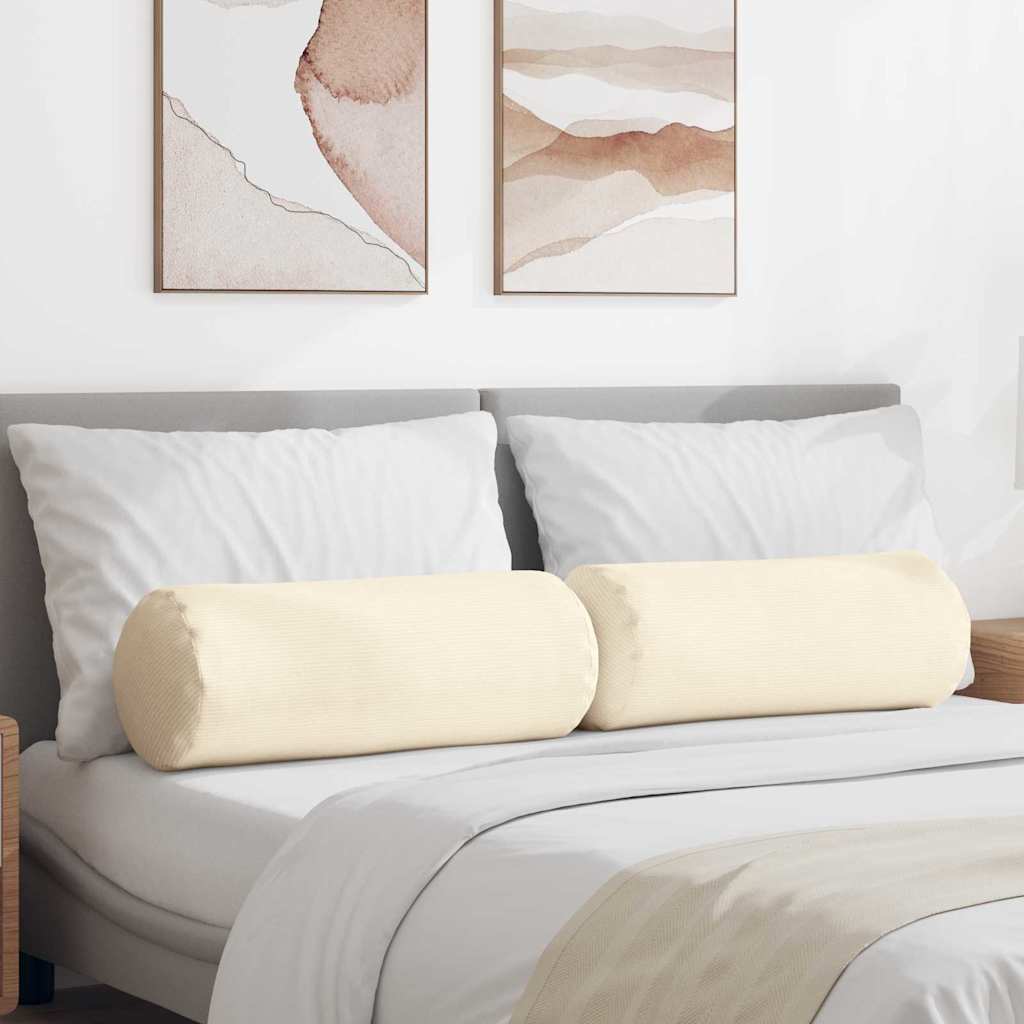 Traversin 2 pièces crème Ø 25 x 70 cm velours côtelé