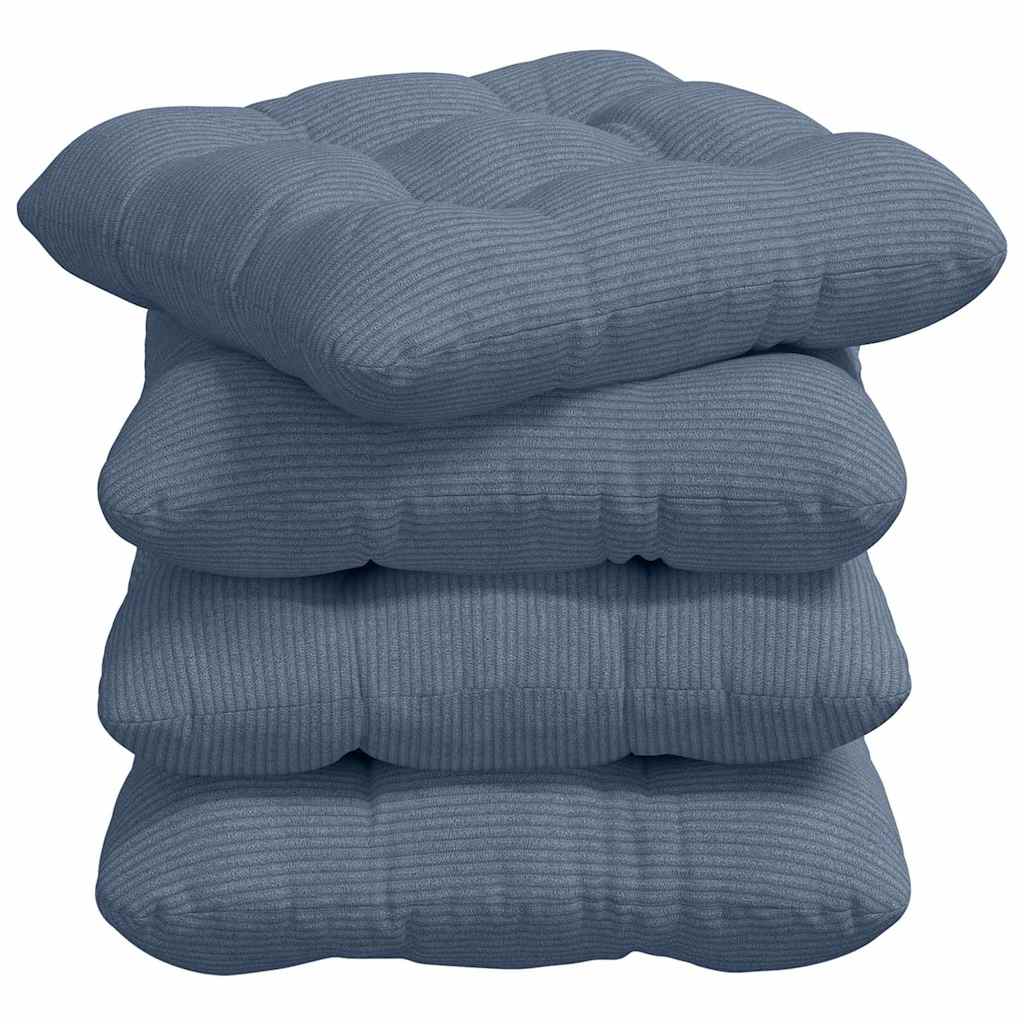 Seat Cushions 4 pcs Blue 45 x 45 cm Corduroy