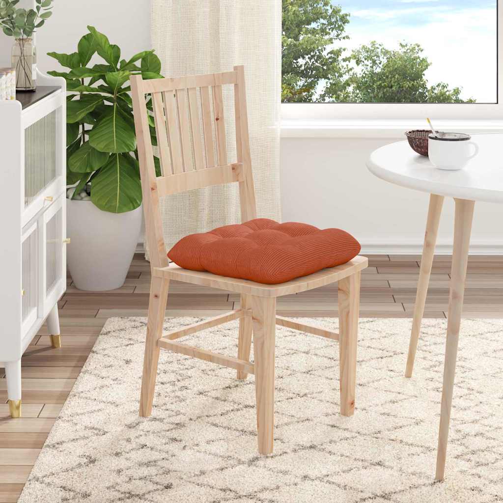 Coussins de chaise 4 pièces Rouge-Orange 45 x 45 cm Velours côtelé