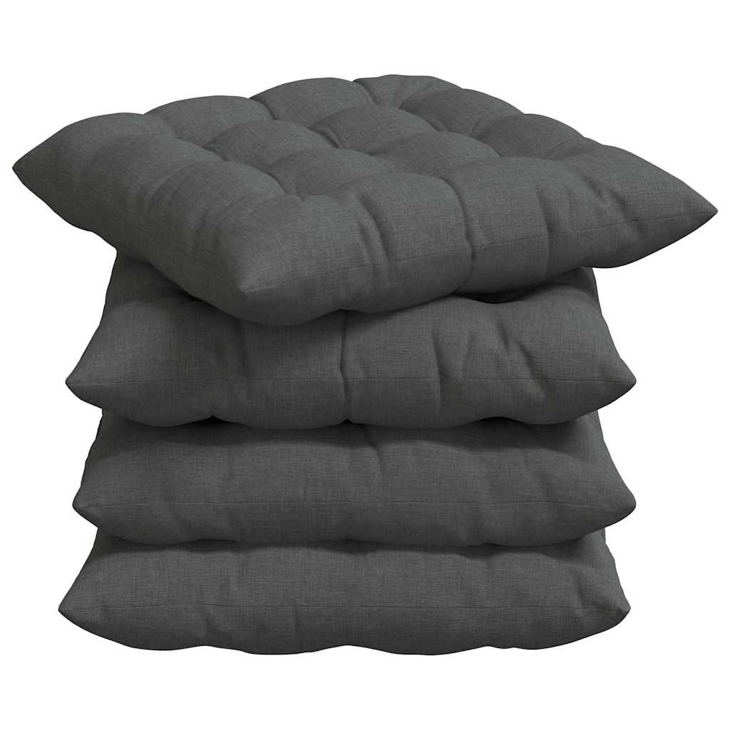 Coussins d'assise 4 pcs Gris foncé 40 x 40 x 6 cm Tissu
