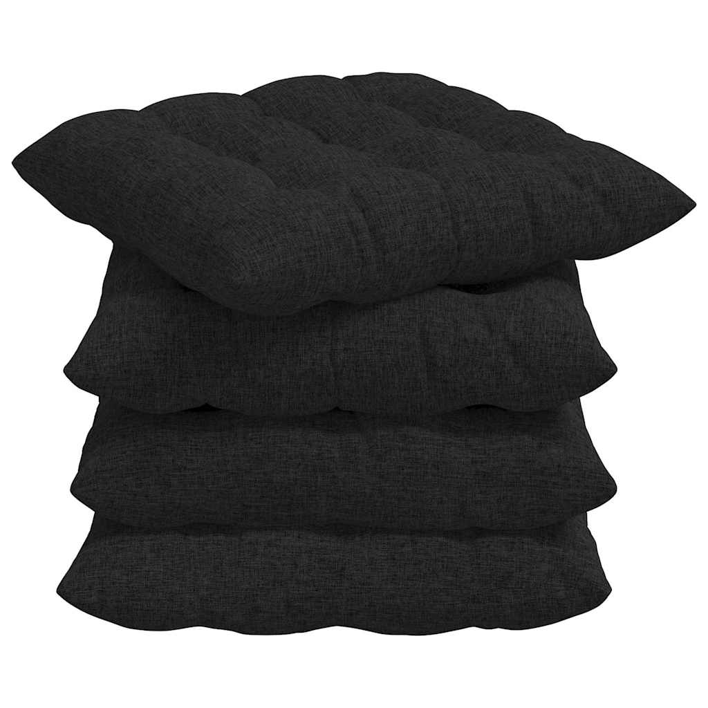 Coussins de chaise 4 pcs Noir 40 x 40 x 6 cm Tissu