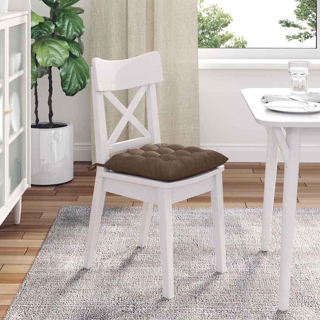 Seat Cushions 4 pcs Brown 40 x 40 x 6 cm Fabric