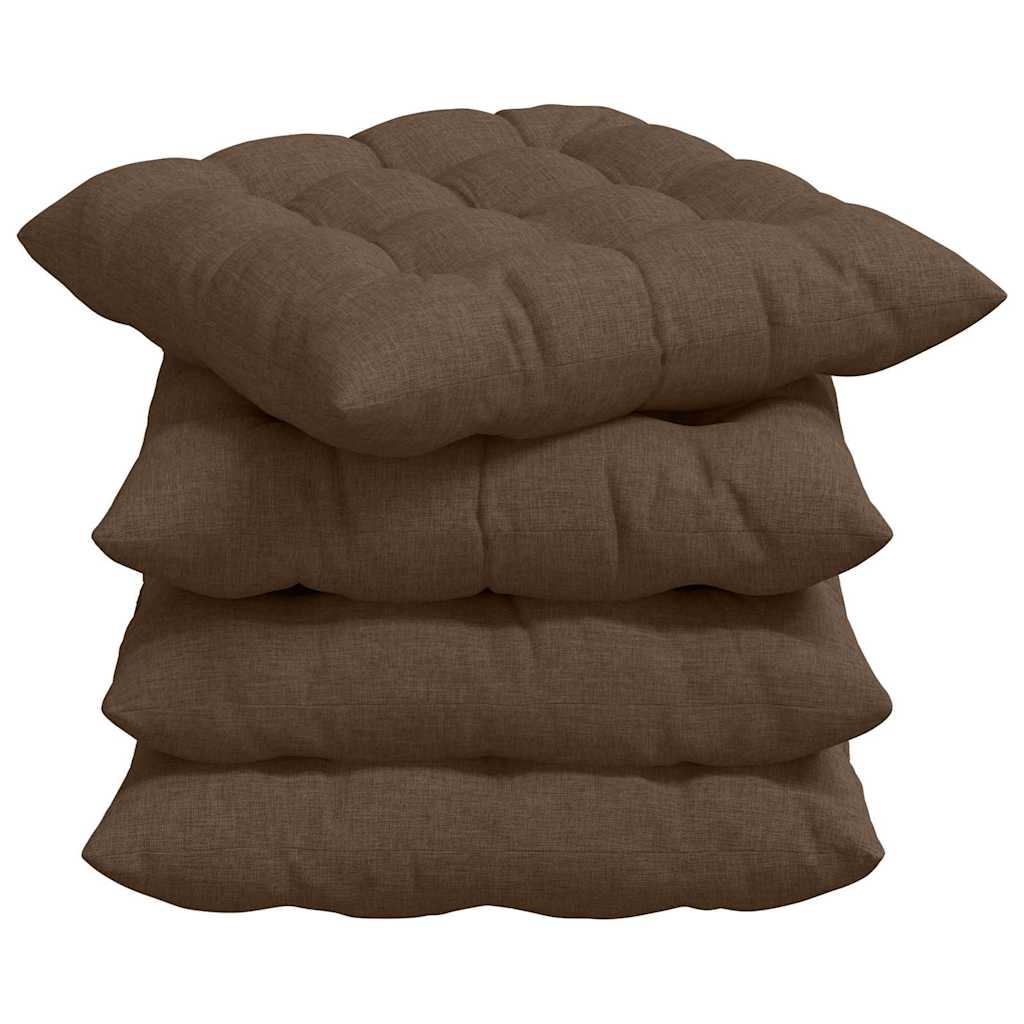 Seat Cushions 4 pcs Brown 40 x 40 x 6 cm Fabric