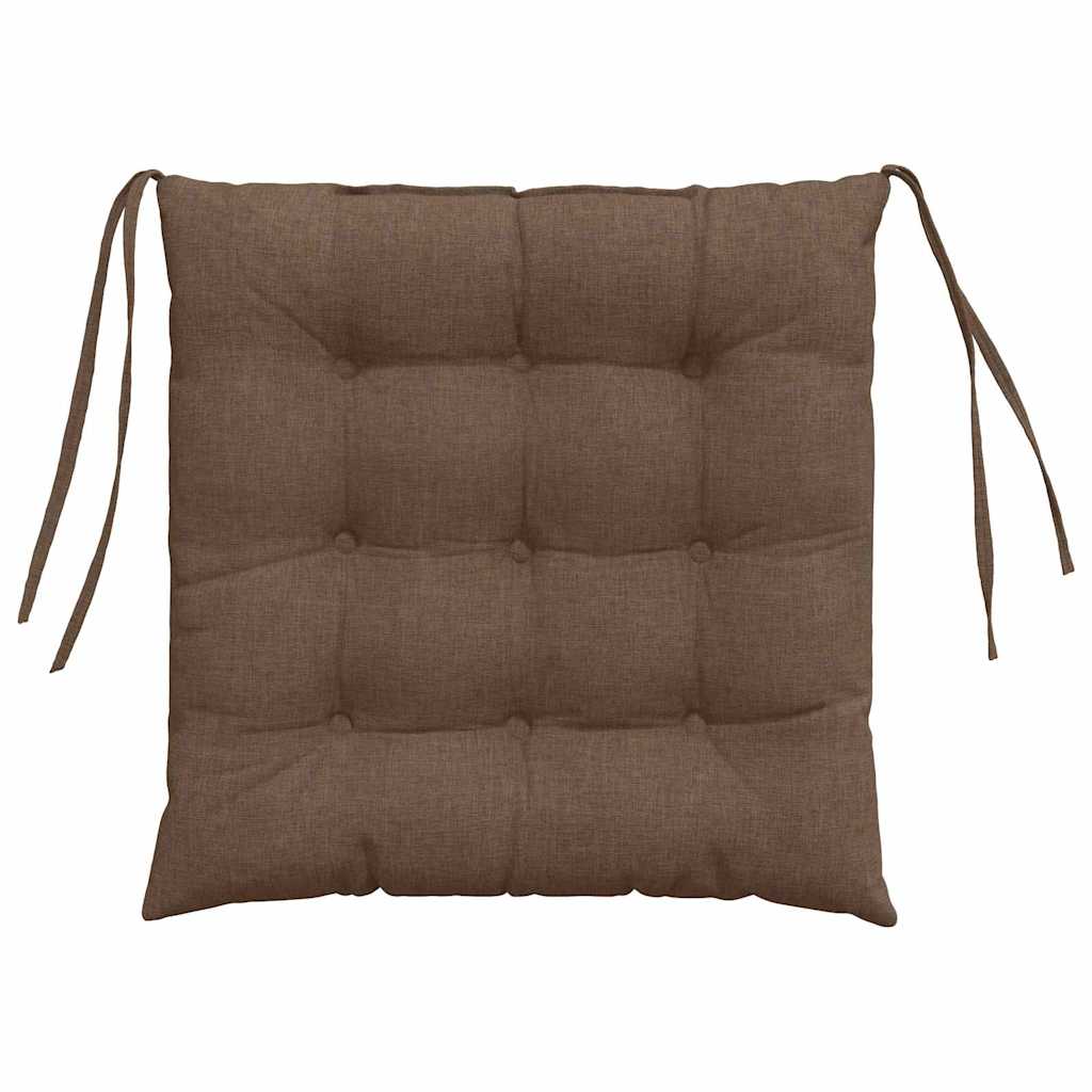 Seat Cushions 4 pcs Brown 40 x 40 x 6 cm Fabric