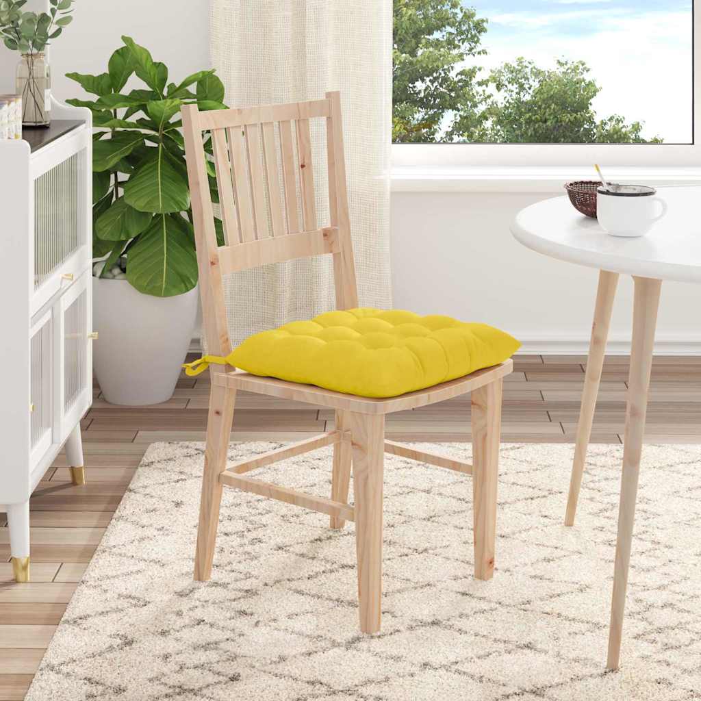 Seat Cushions 4 pcs Light Yellow 40 x 40 x 6 cm Fabric