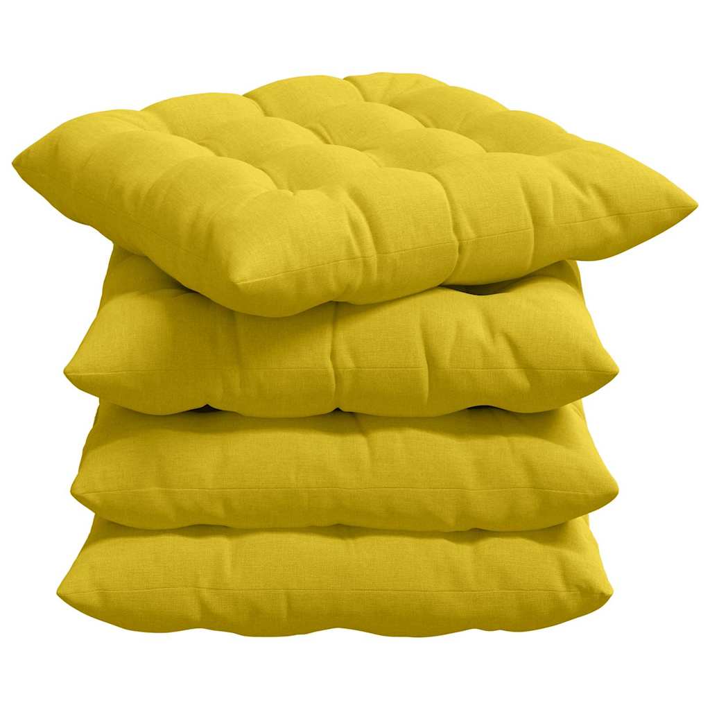 Seat Cushions 4 pcs Light Yellow 40 x 40 x 6 cm Fabric