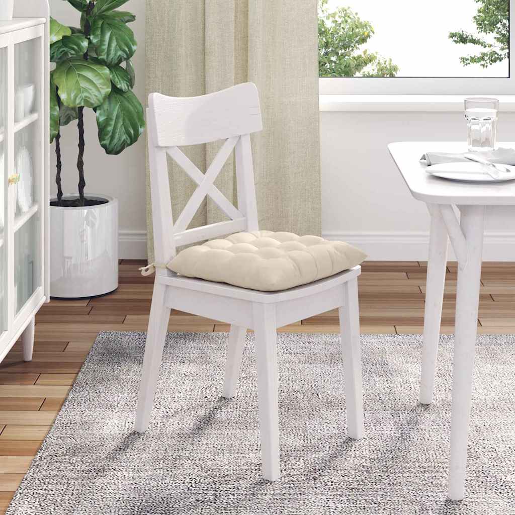 Coussins de chaise 4 pcs Beige 40 x 40 x 6 cm Microfibre