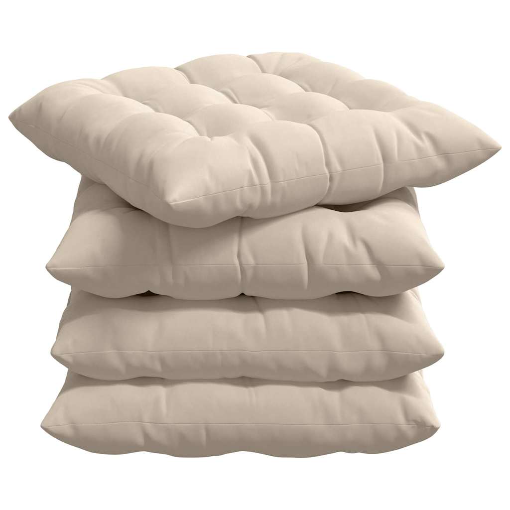 Coussins de chaise 4 pcs Beige 40 x 40 x 6 cm Microfibre