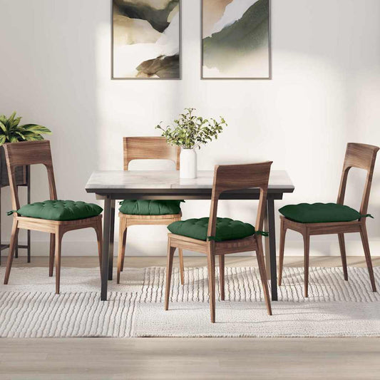 Coussins de chaise 4 pcs Vert foncé 40 x 40 x 6 cm Velours côtelé