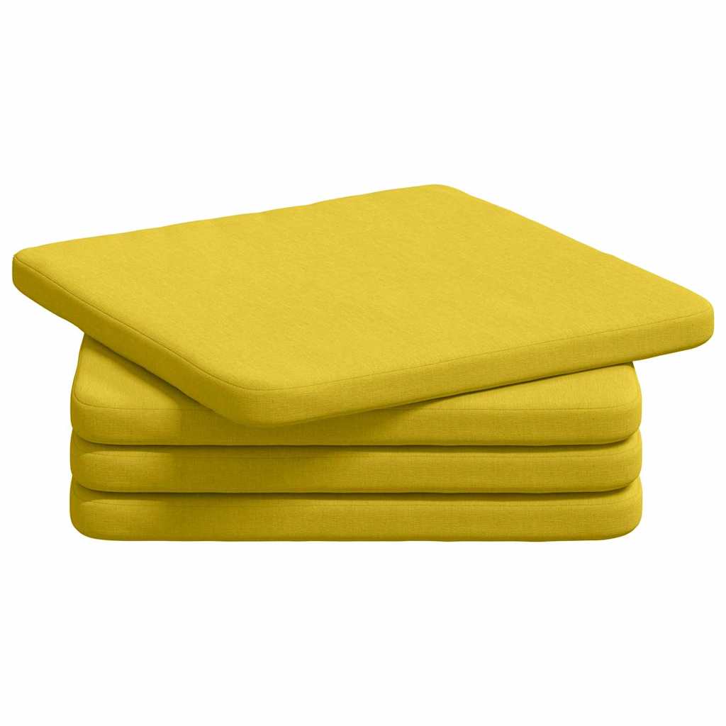 Coussins de chaise 4 pcs Jaune clair 40 x 40 x 3 cm Tissu