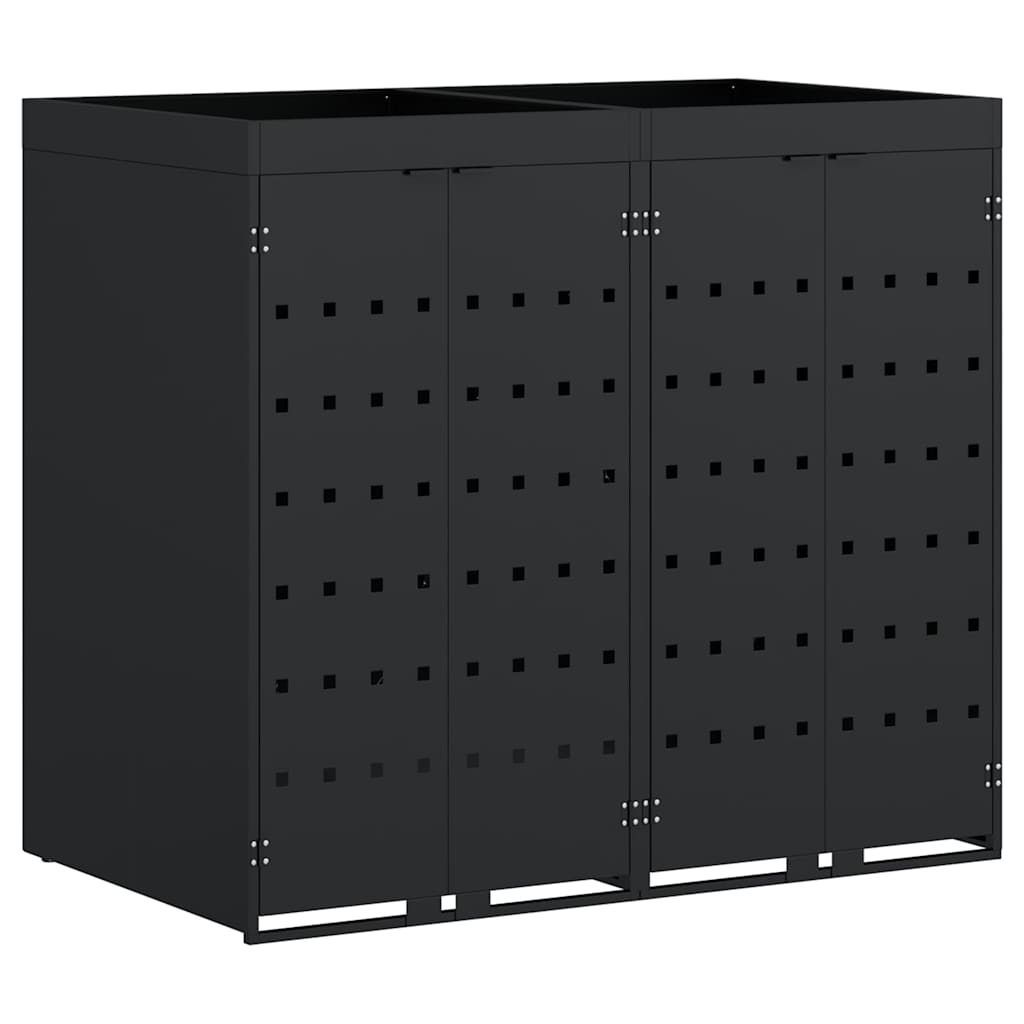 Wheelie bin storage for 2 bins, black, 136 x 77.5 x 121.5 cm