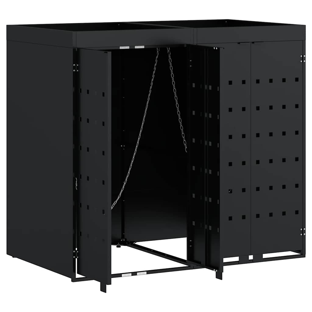 Wheelie bin storage for 2 bins, black, 136 x 77.5 x 121.5 cm