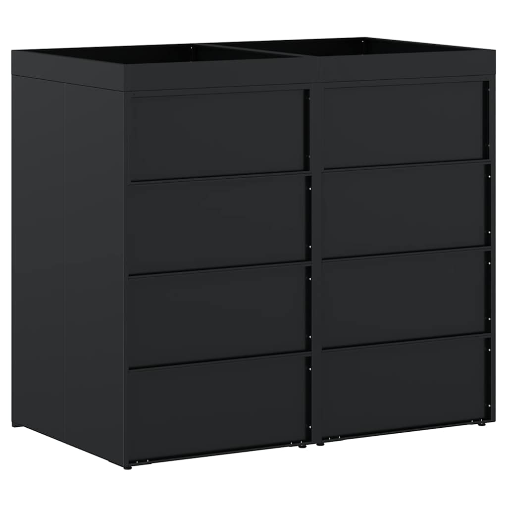 Wheelie bin storage for 2 bins, black, 136 x 77.5 x 121.5 cm