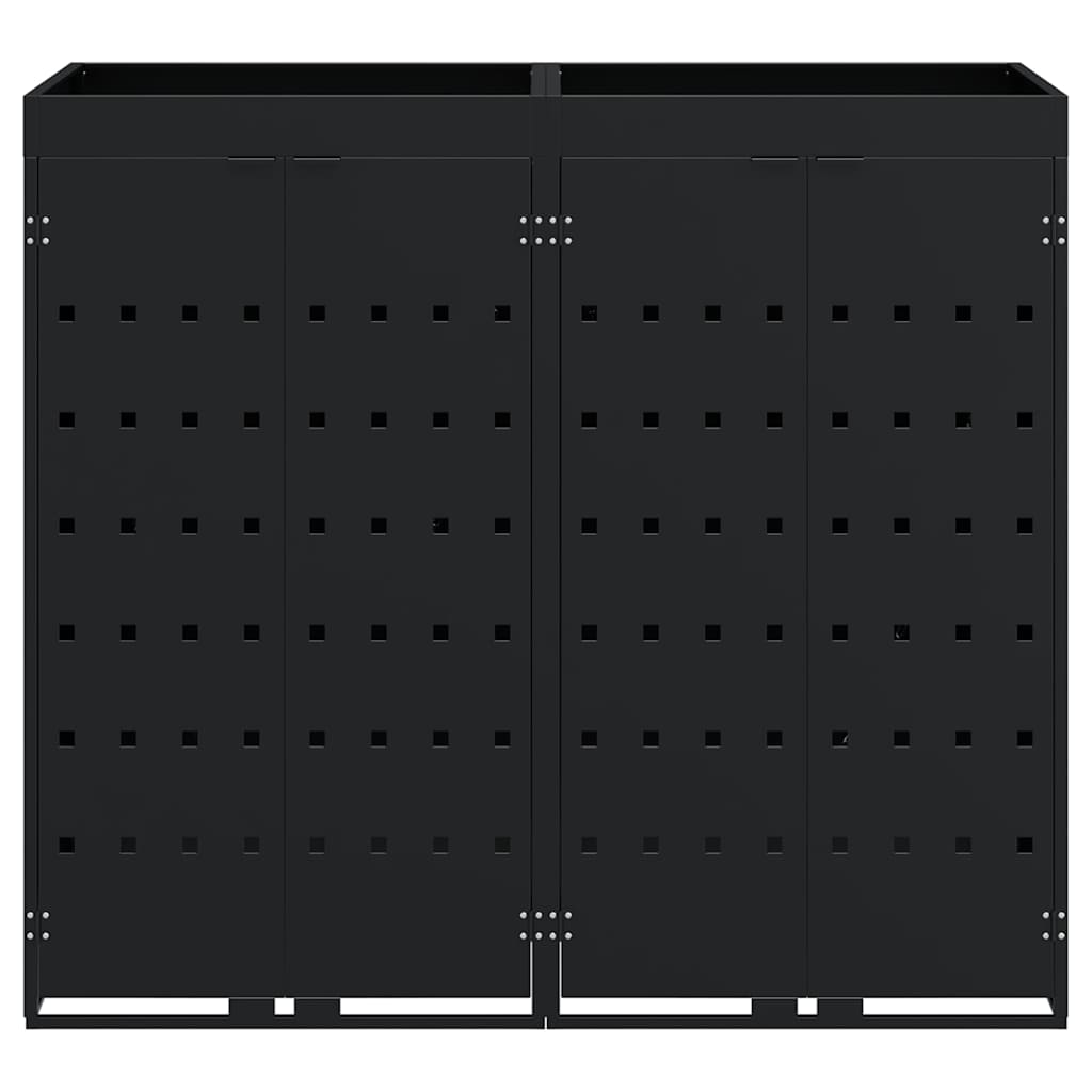 Wheelie bin storage for 2 bins, black, 136 x 77.5 x 121.5 cm