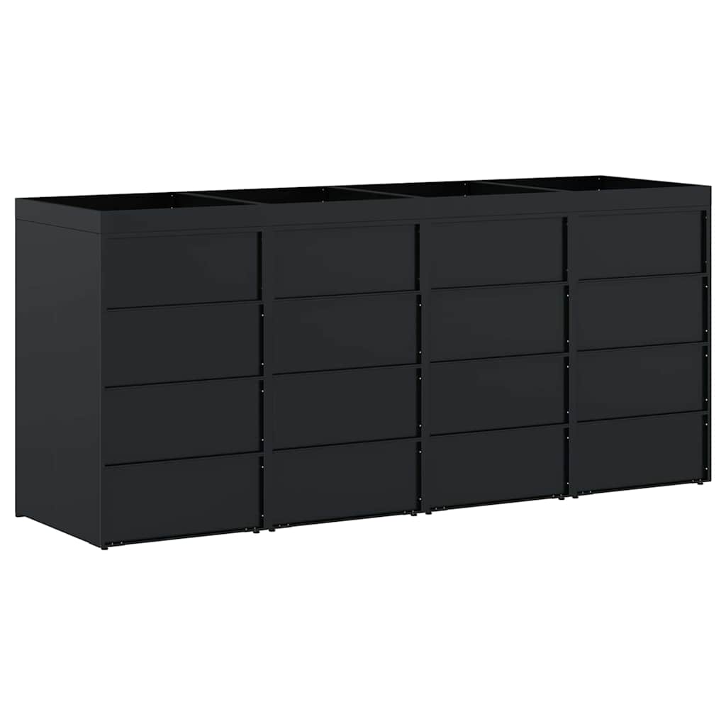 Wheelie Bin Storage for 4 Bins Black 272 x 77.5 x 121.5 cm