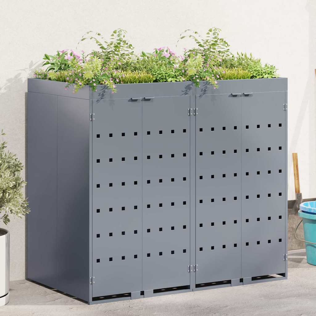 Wagenmüllbehälter für 2 Behälter Hellgrau 136 x 77,5 x 121,5 cm