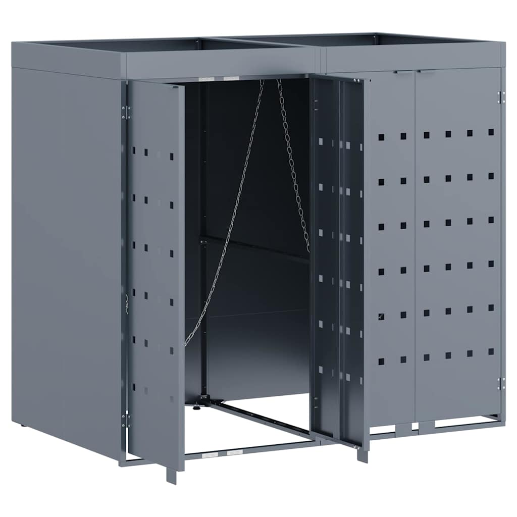 Wagenmüllbehälter für 2 Behälter Hellgrau 136 x 77,5 x 121,5 cm