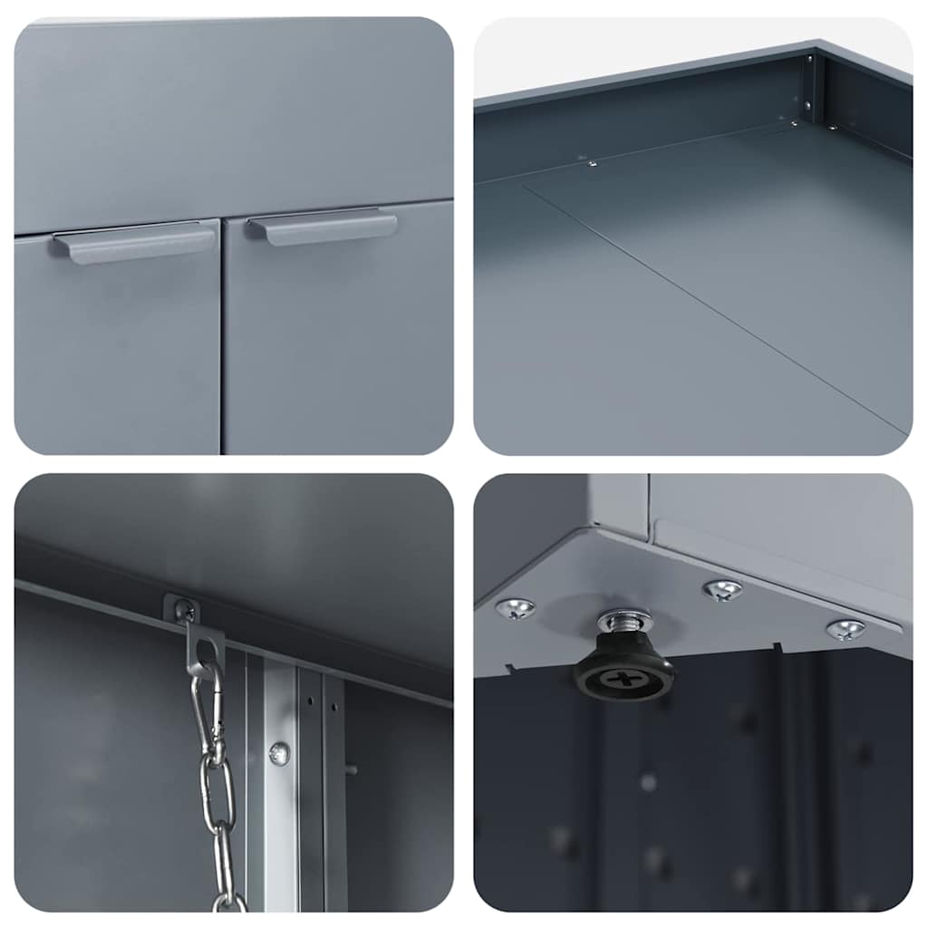 Waste container enclosure for 3 bins Light Grey 204 x 77.5 x 121.5 cm