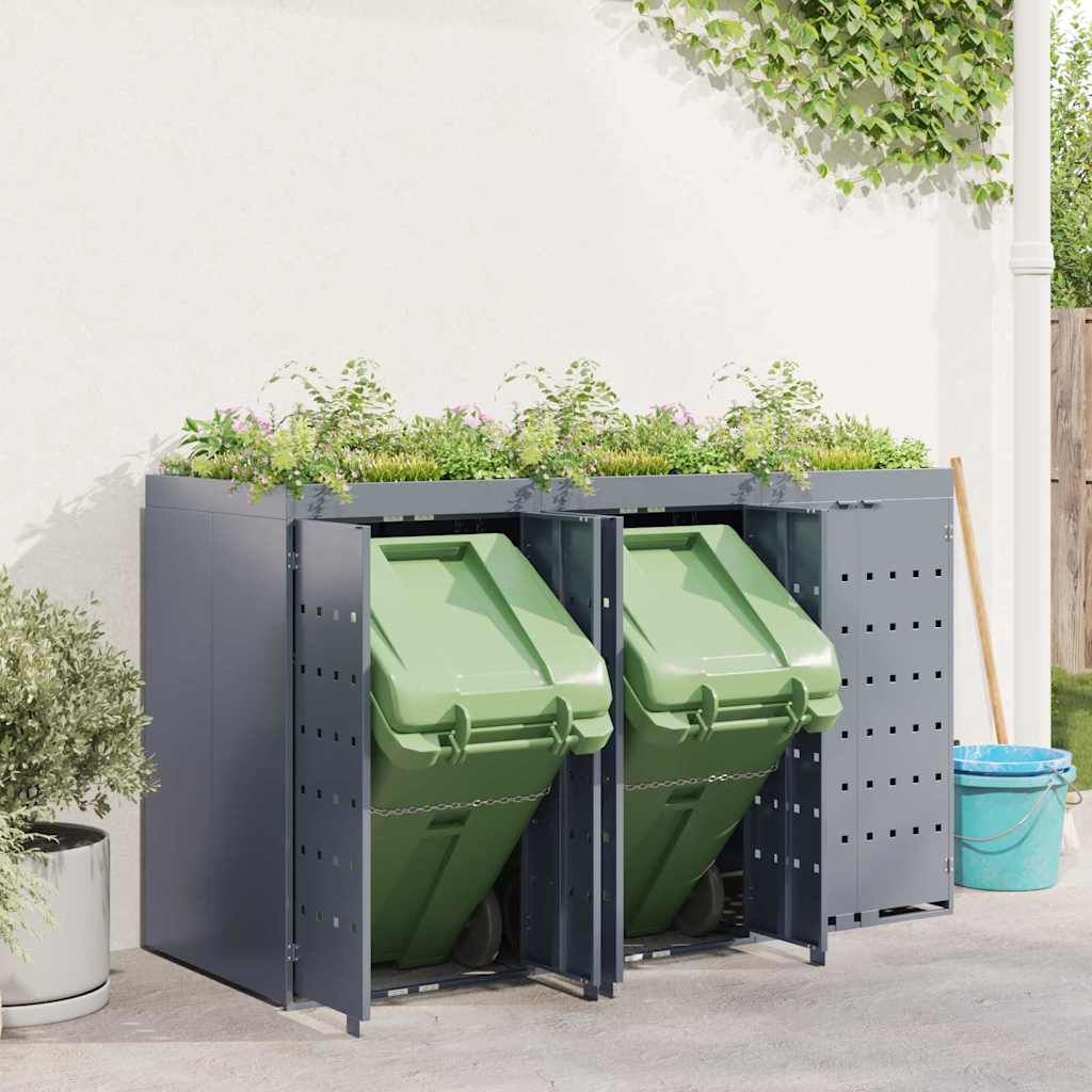 Waste container enclosure for 3 bins Light Grey 204 x 77.5 x 121.5 cm