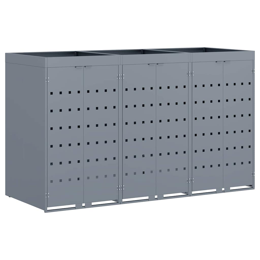 Waste container enclosure for 3 bins Light Grey 204 x 77.5 x 121.5 cm
