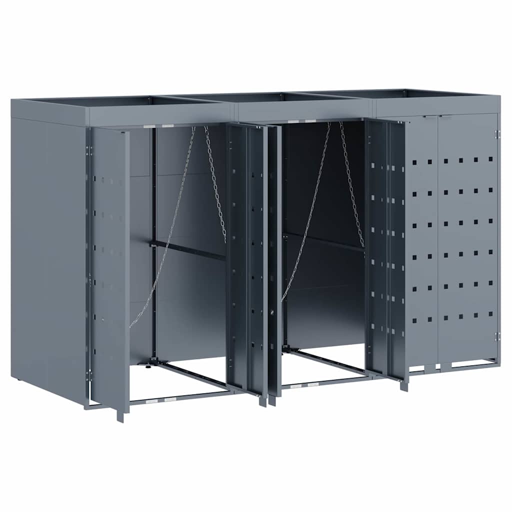 Waste container enclosure for 3 bins Light Grey 204 x 77.5 x 121.5 cm