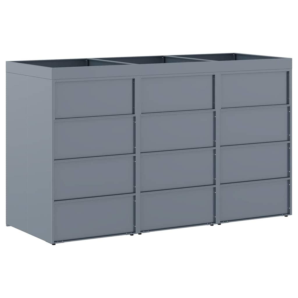 Waste container enclosure for 3 bins Light Grey 204 x 77.5 x 121.5 cm