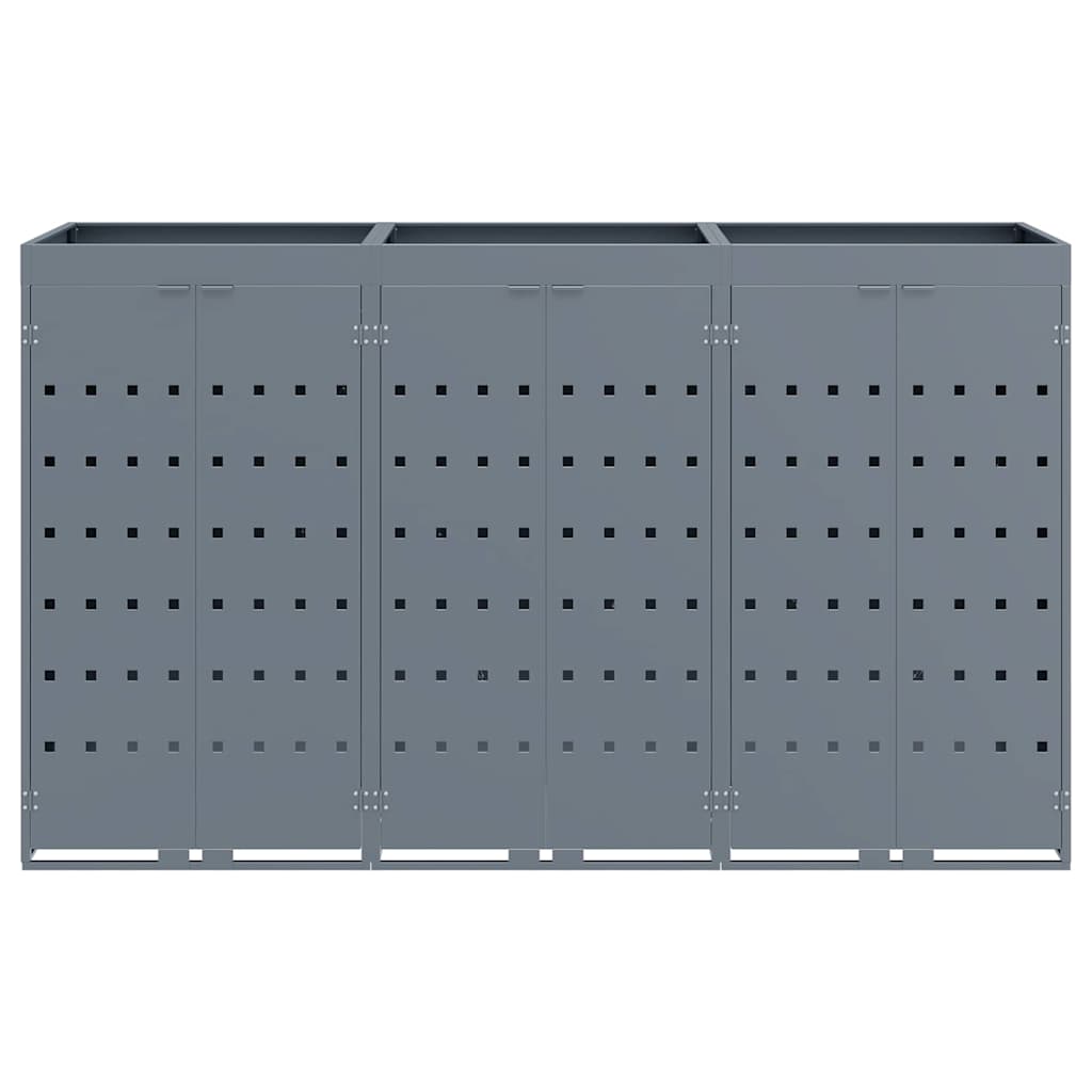 Waste container enclosure for 3 bins Light Grey 204 x 77.5 x 121.5 cm