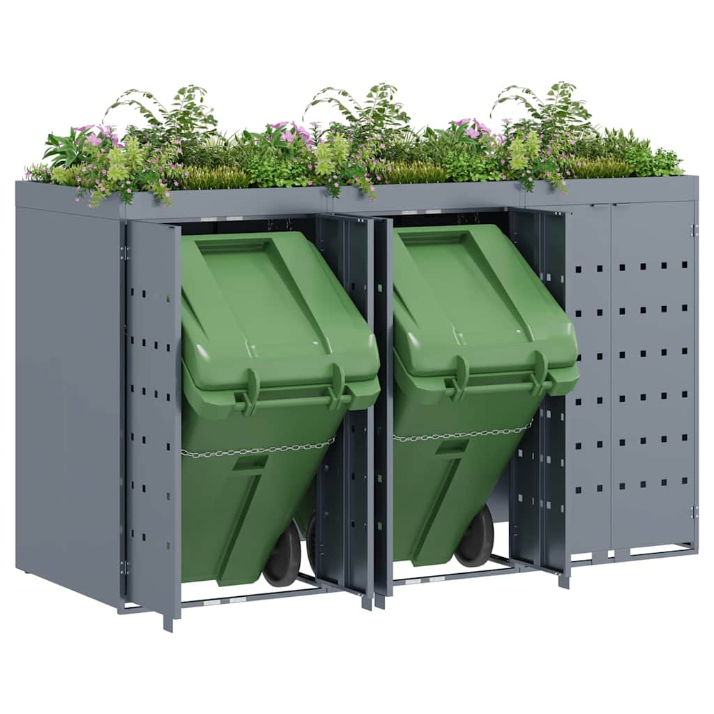Waste container enclosure for 3 bins Light Grey 204 x 77.5 x 121.5 cm