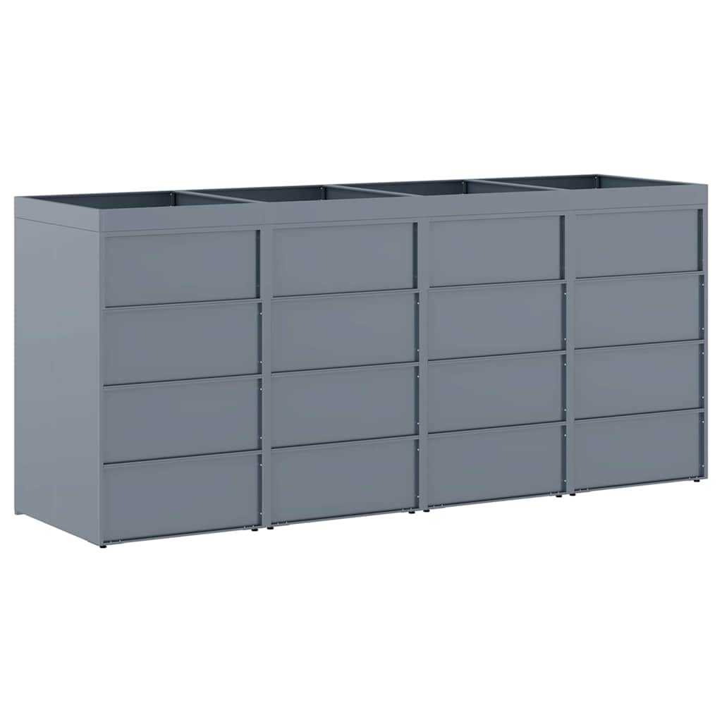 Wagenmüllbehälter für 4 Behälter Hellgrau 272 x 77,5 x 121,5 cm