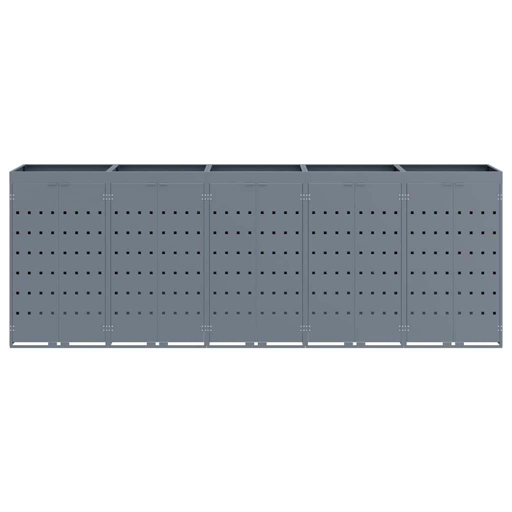 Wagenmüllbehälter für 5 Behälter Hellgrau 340 x 77,5 x 121,5 cm