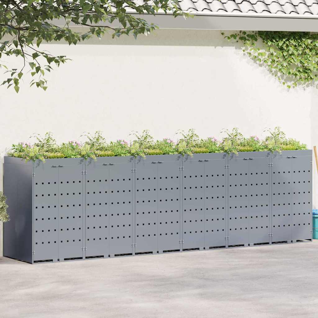 Conteneur à roulettes pour 6 bacs Gris clair 408 x 77,5 x 121,5 cm