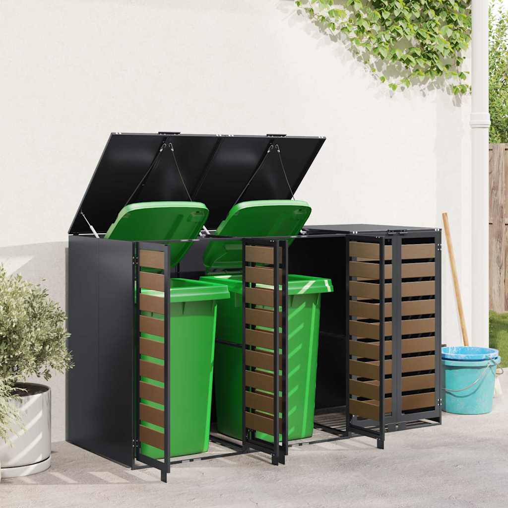 Wagenmüllbehälter für 3 Behälter 204 x 77,5 x 115,5 cm Stahl