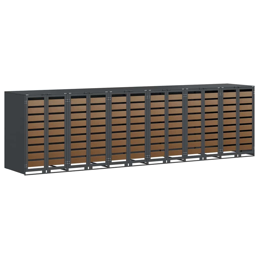 Mobile waste container for 6 bins 408 x 77.5 x 115.5 cm steel