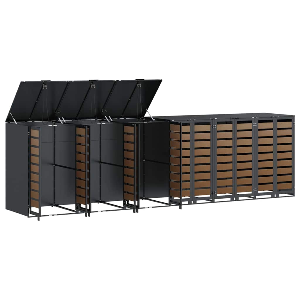 Mobile waste container for 6 bins 408 x 77.5 x 115.5 cm steel