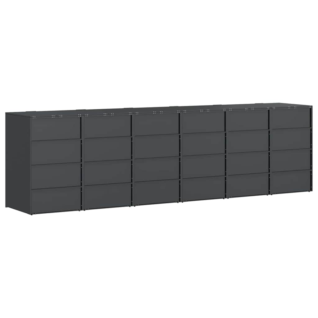 Mobile waste container for 6 bins 408 x 77.5 x 115.5 cm steel