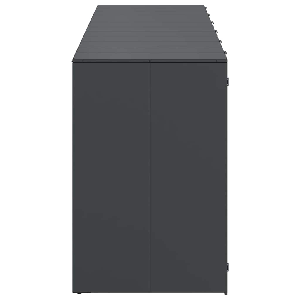 Mobile waste container for 6 bins 408 x 77.5 x 115.5 cm steel