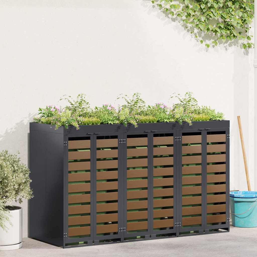 Wagenmüllbehälter für 3 Behälter 204 x 77,5 x 121,5 cm Stahl