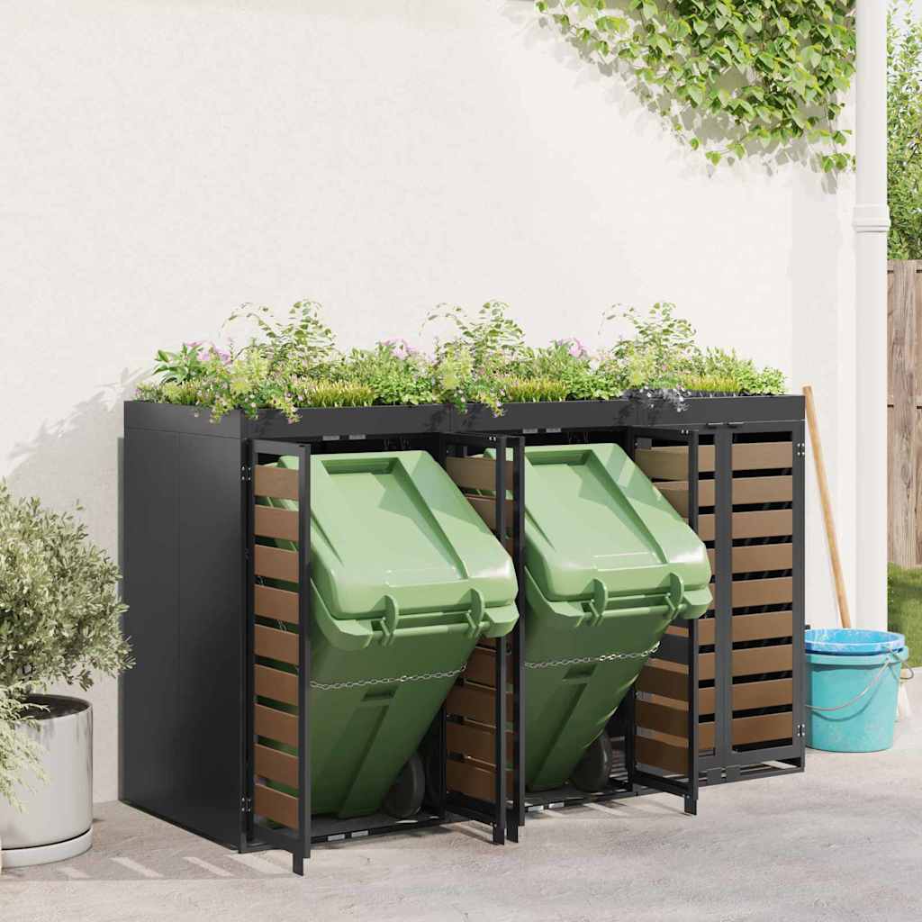 Wagenmüllbehälter für 3 Behälter 204 x 77,5 x 121,5 cm Stahl