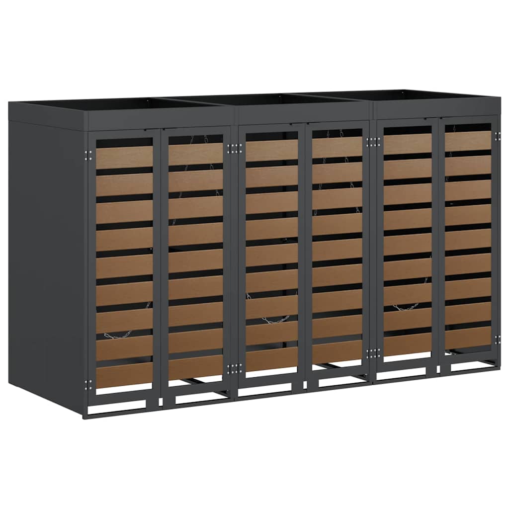 Wagenmüllbehälter für 3 Behälter 204 x 77,5 x 121,5 cm Stahl