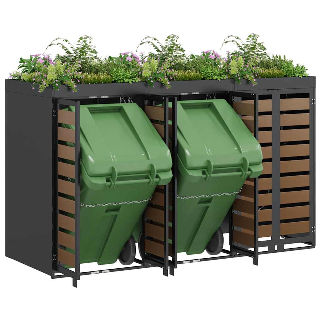 Wagenmüllbehälter für 3 Behälter 204 x 77,5 x 121,5 cm Stahl