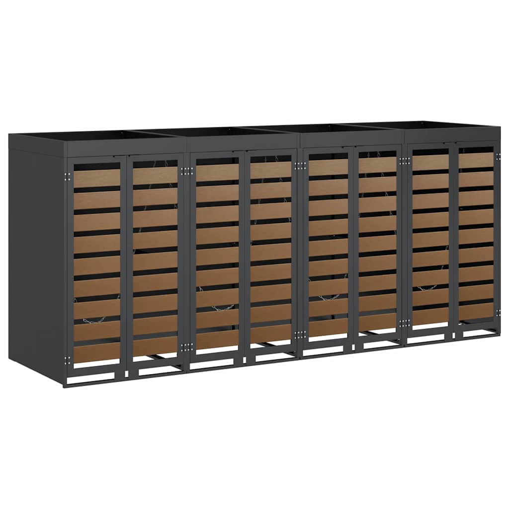 Trolley waste container for 4 bins 272 x 77.5 x 121.5 cm steel