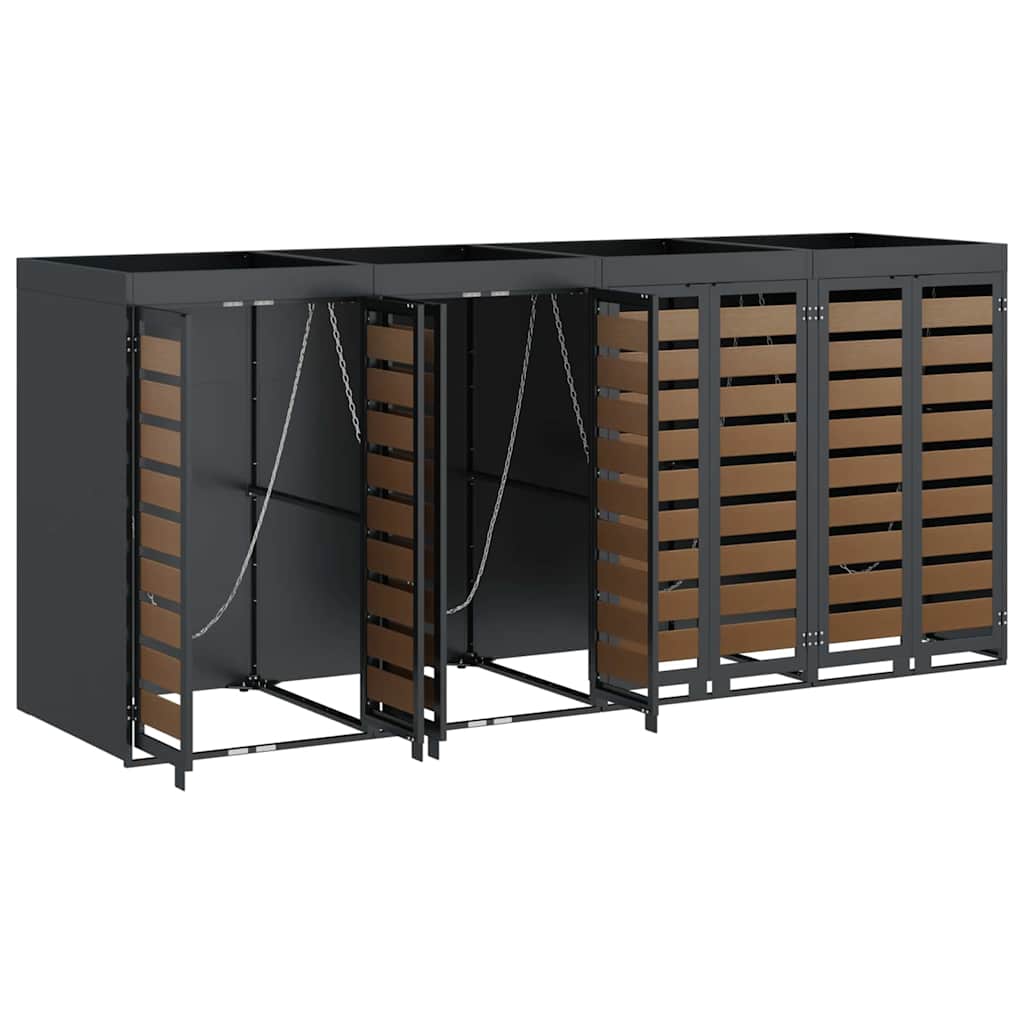 Trolley waste container for 4 bins 272 x 77.5 x 121.5 cm steel