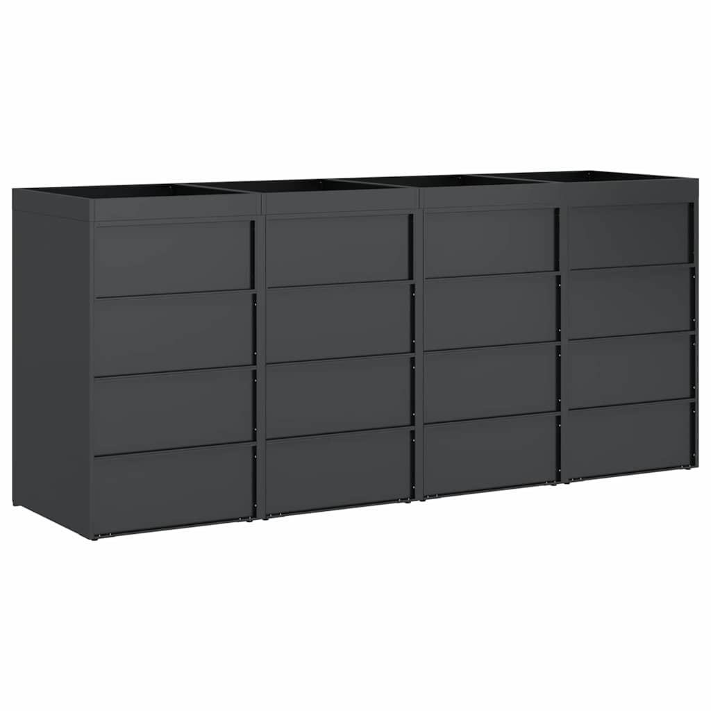 Trolley waste container for 4 bins 272 x 77.5 x 121.5 cm steel