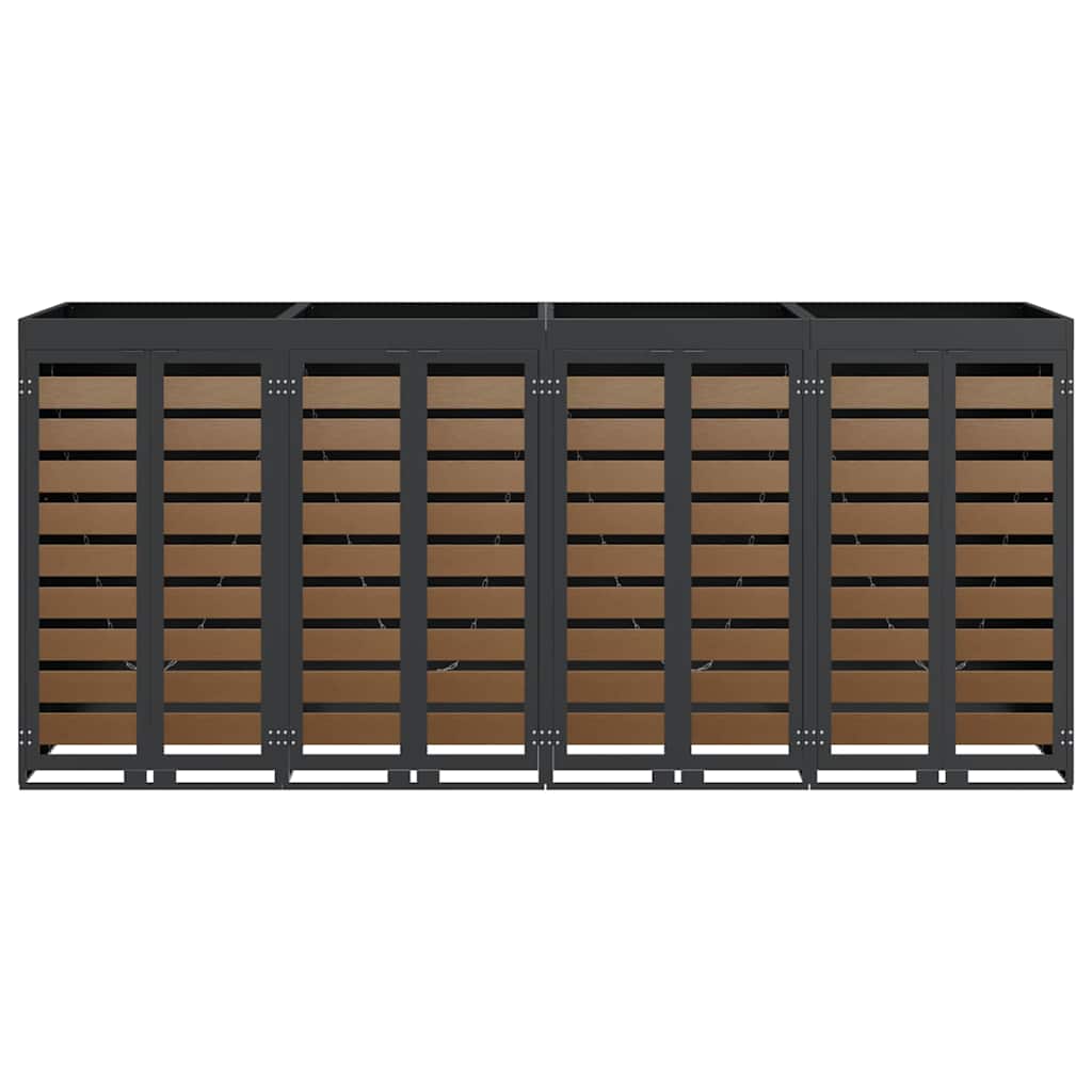 Trolley waste container for 4 bins 272 x 77.5 x 121.5 cm steel