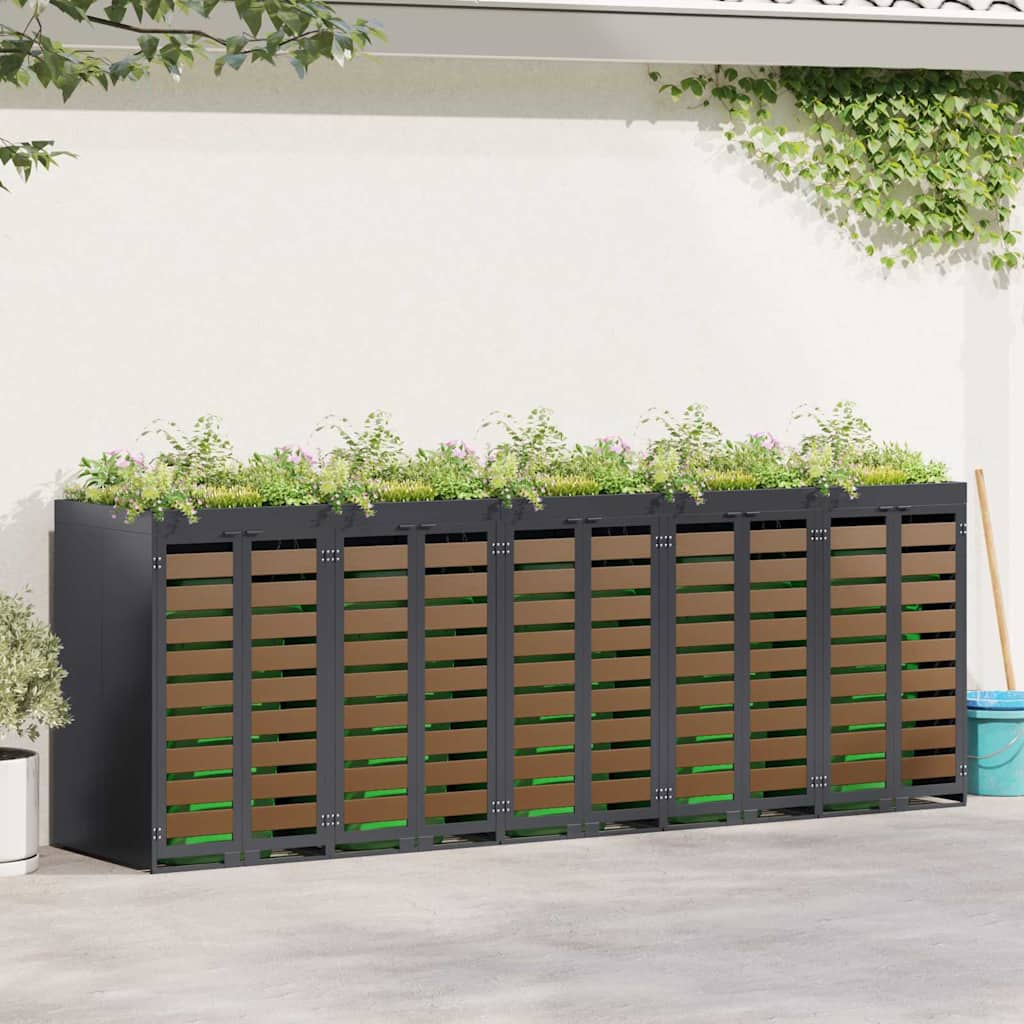 Wagenmüllbehälter für 5 Behälter 340 x 77,5 x 121,5 cm Stahl